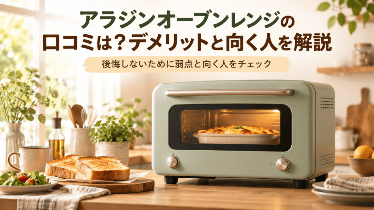アラジンのオーブンレンジをイメージしたレトロ調デザインのオーブンレンジと焼きたて料理